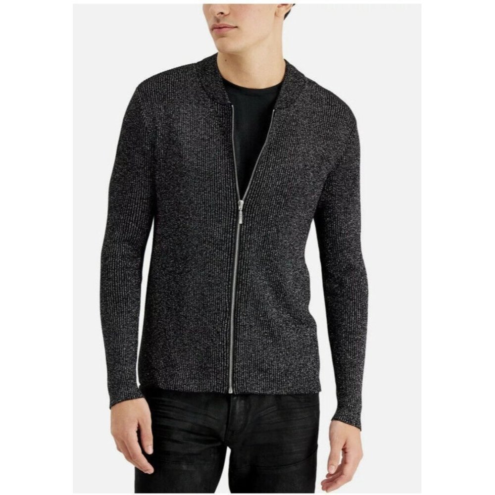 INC International Concepts Men's Metallic Ribbed-Knit Full Silver Combo XL
